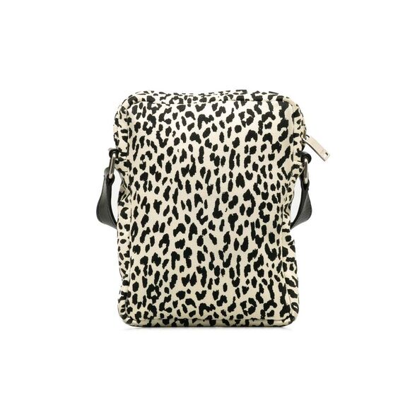 Pre Loved Saint Laurent Leopard Print Canvas Crossbody Bag Women White - Picture 3 of 8